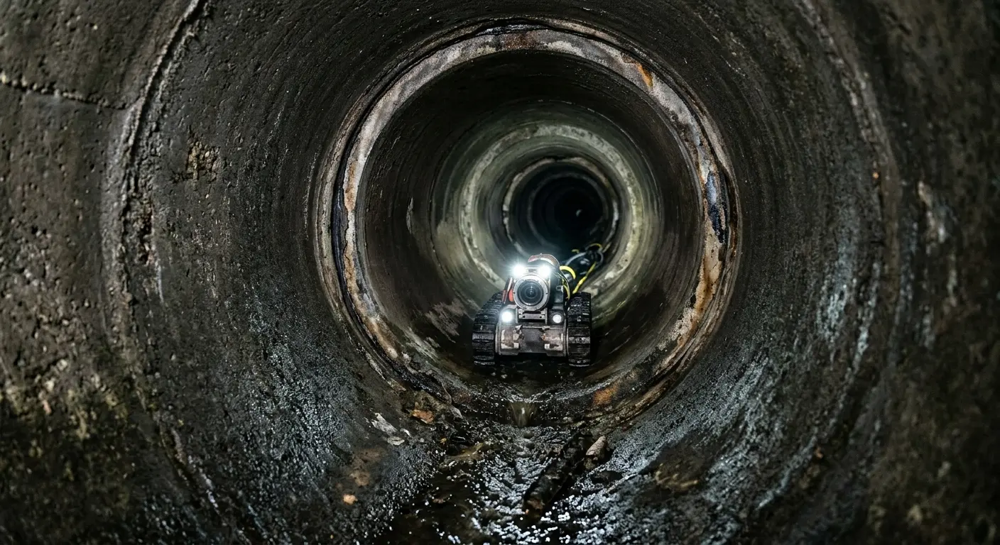 Robotic sewer camera inspecting pipe interior for Sewer Line Cleaning in Shiprock